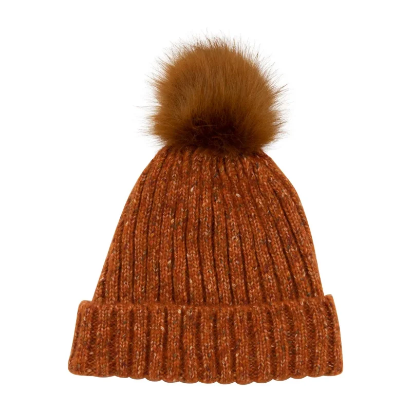 donegal rib pom pom hat with lined interior