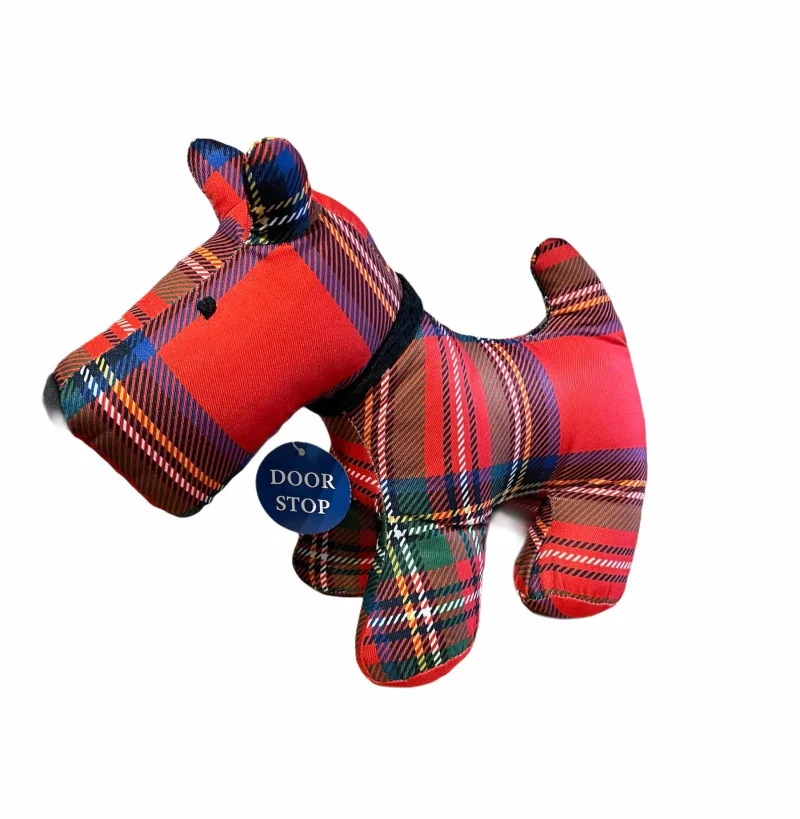 dougal tartan dog shaped door stop