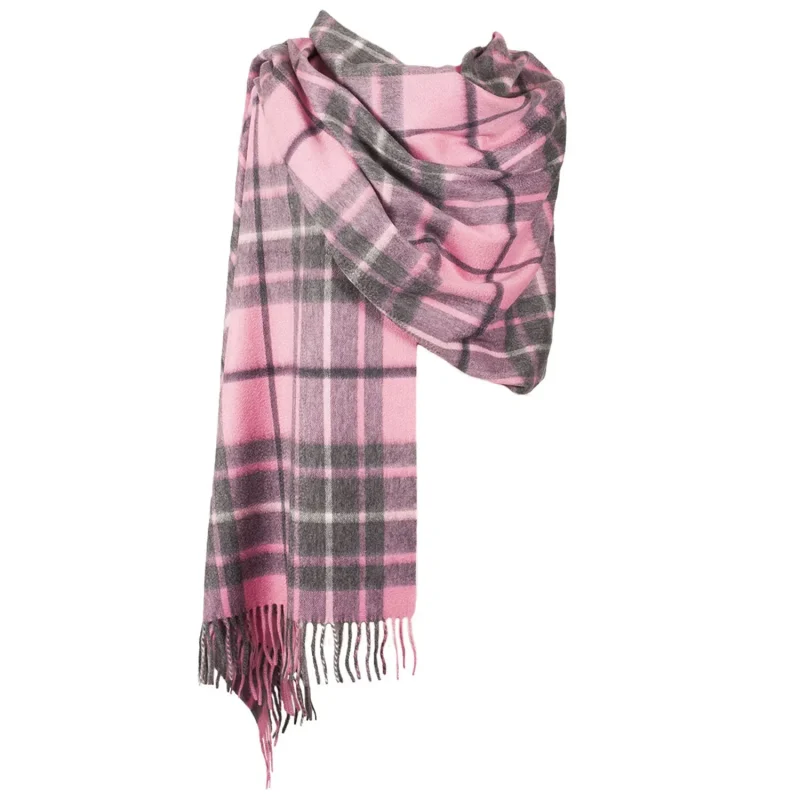 dunedin big check cashmere stole gresham pink derby