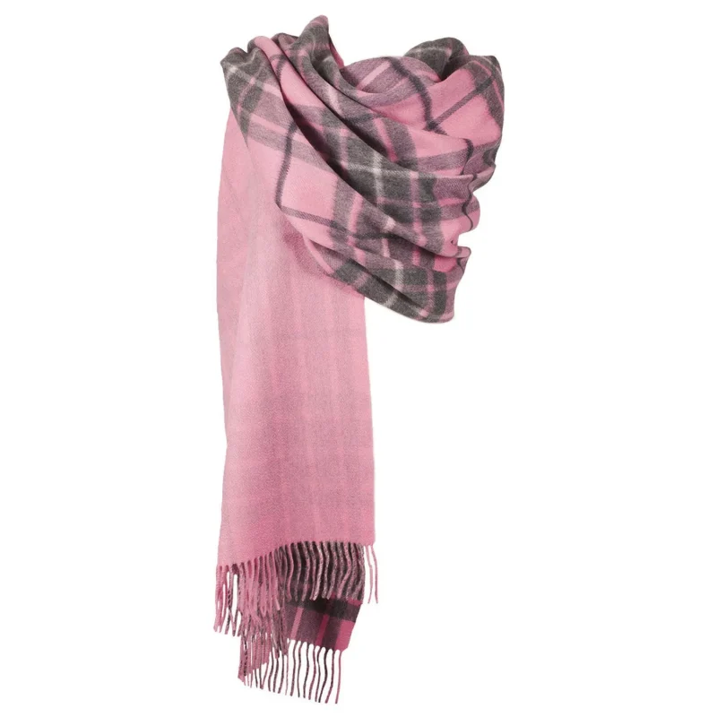 dunedin cashmere double sided check scarf gresham pink derby