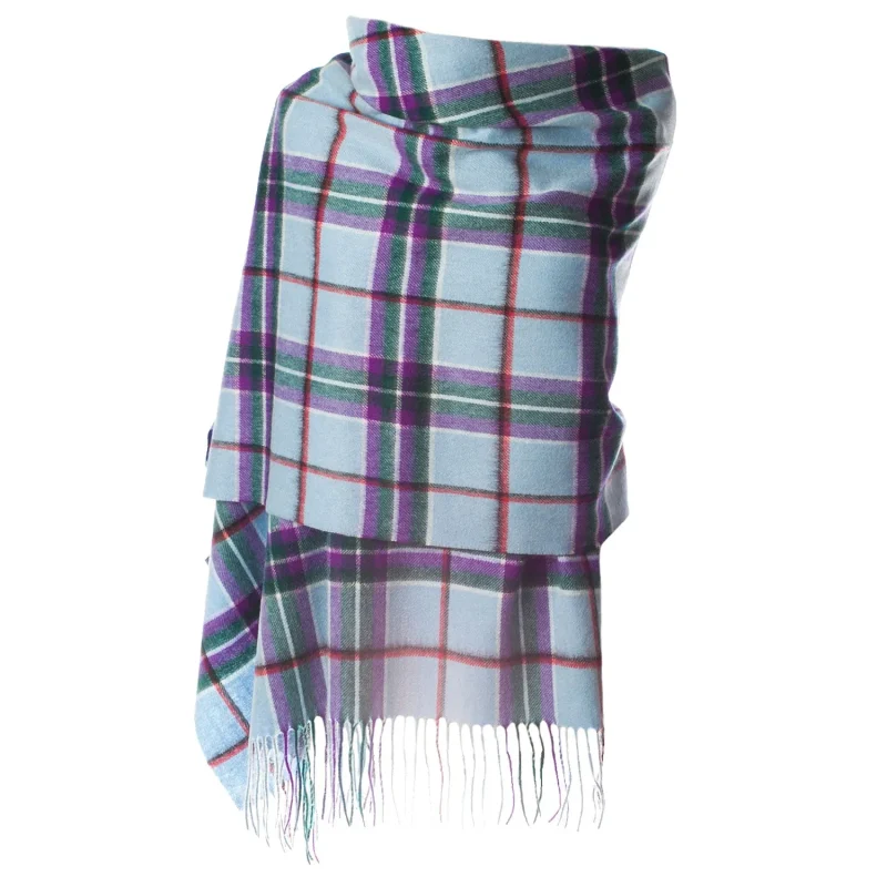 eco friendly lambswool scarf in world peace tartan