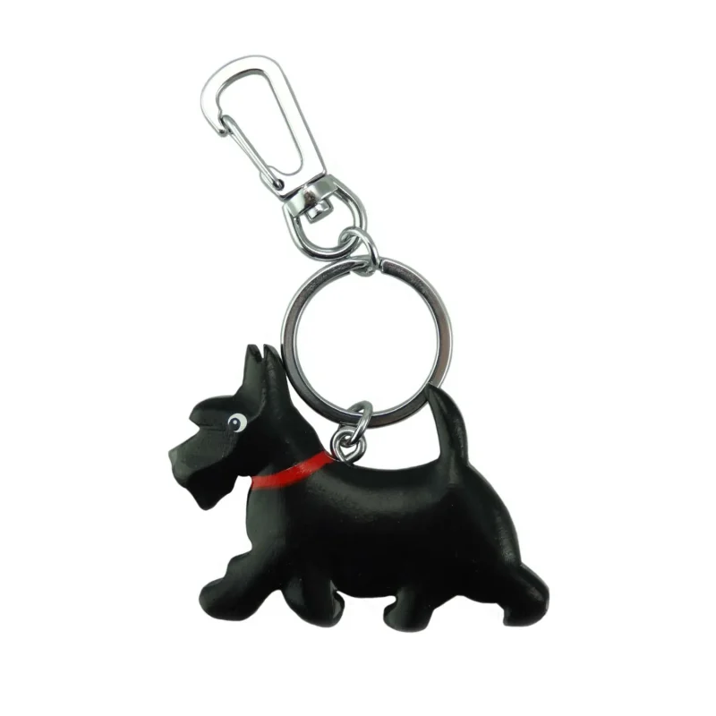 eco friendly wooden scottie dog keyring