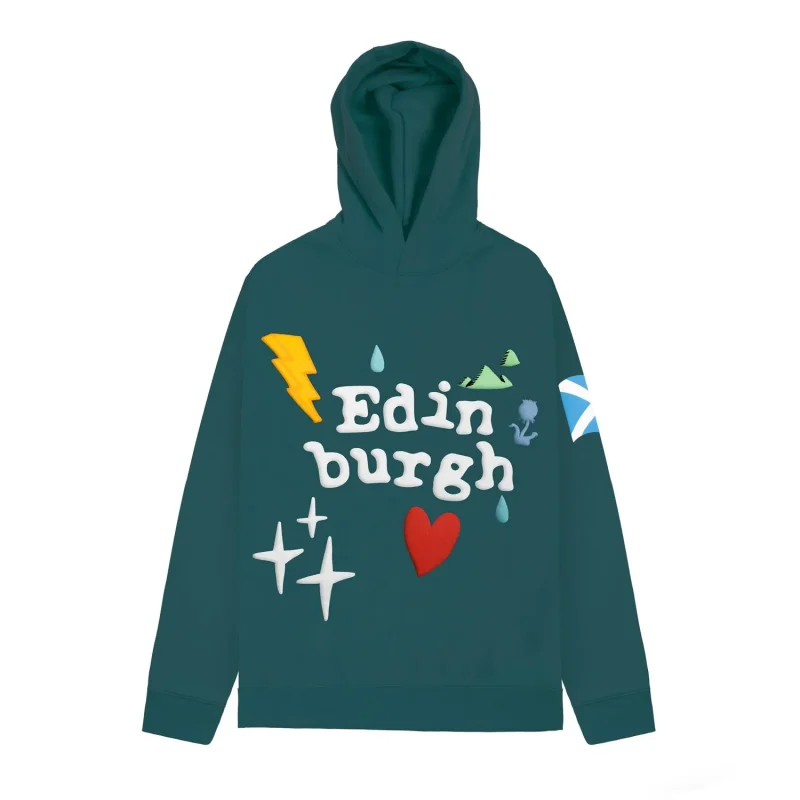 edin teal 3d puff print hooded top for adults