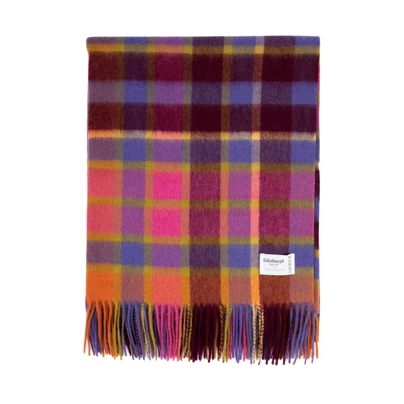 edinburgh artillery check lambswool stole in orange