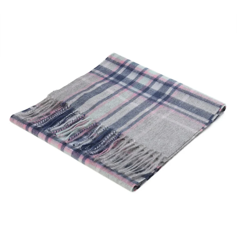 edinburgh cashmere check scarf in ash