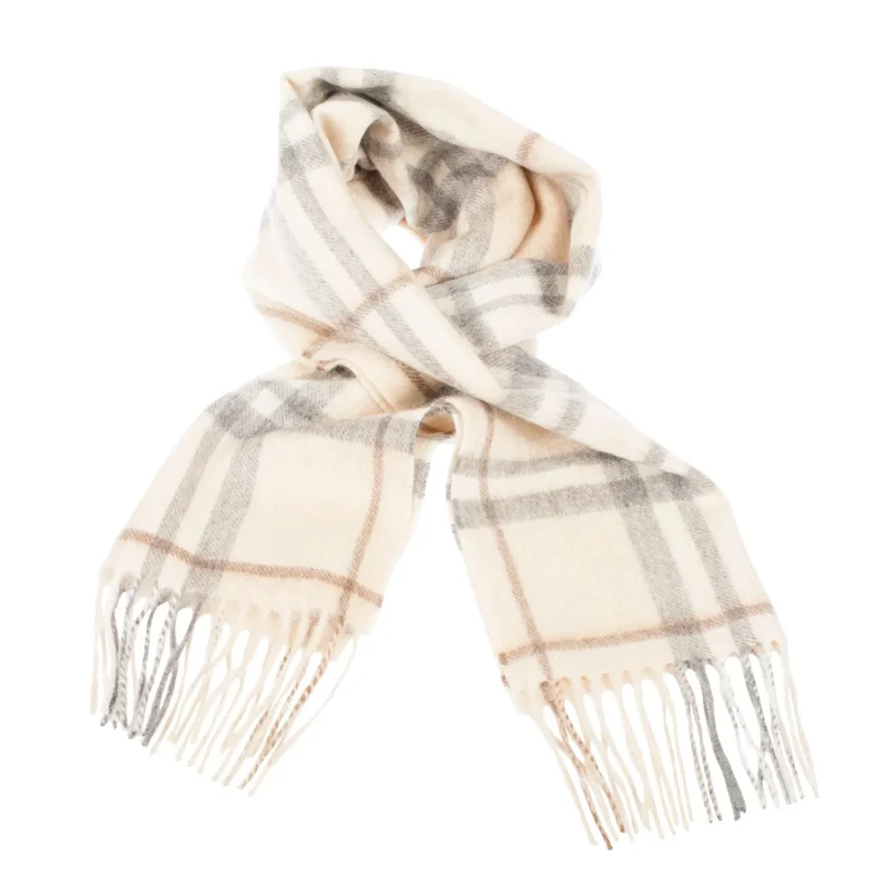 edinburgh cashmere check scarf olive brown oyster