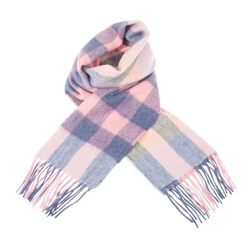 edinburgh cashmere giant check scarf summer lilac pink