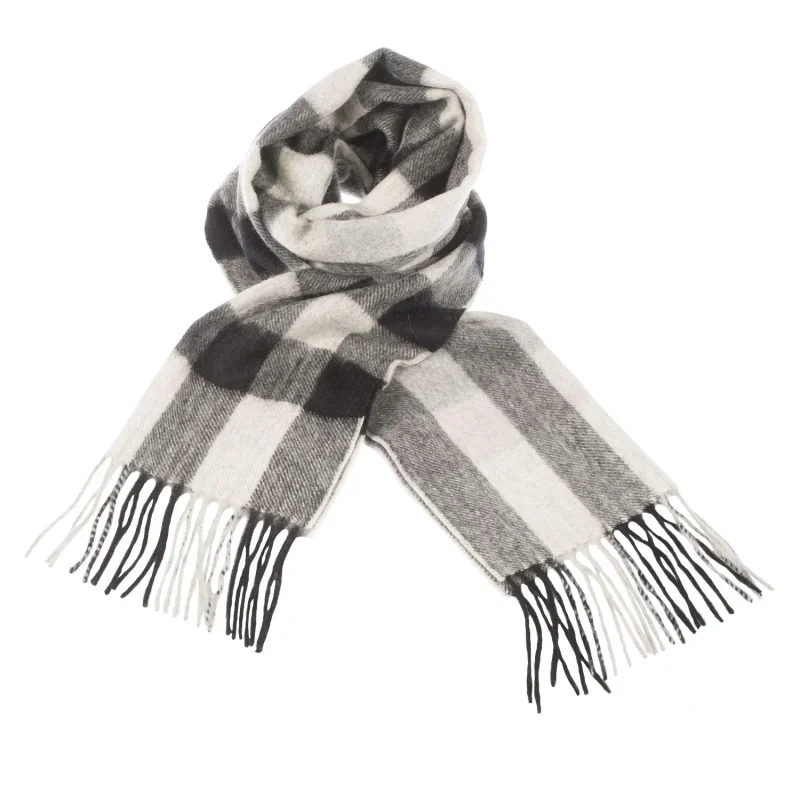 edinburgh cashmere giant checkered scarf black oyster