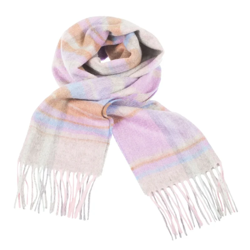 edinburgh cashmere newlan check scarf pink aqua