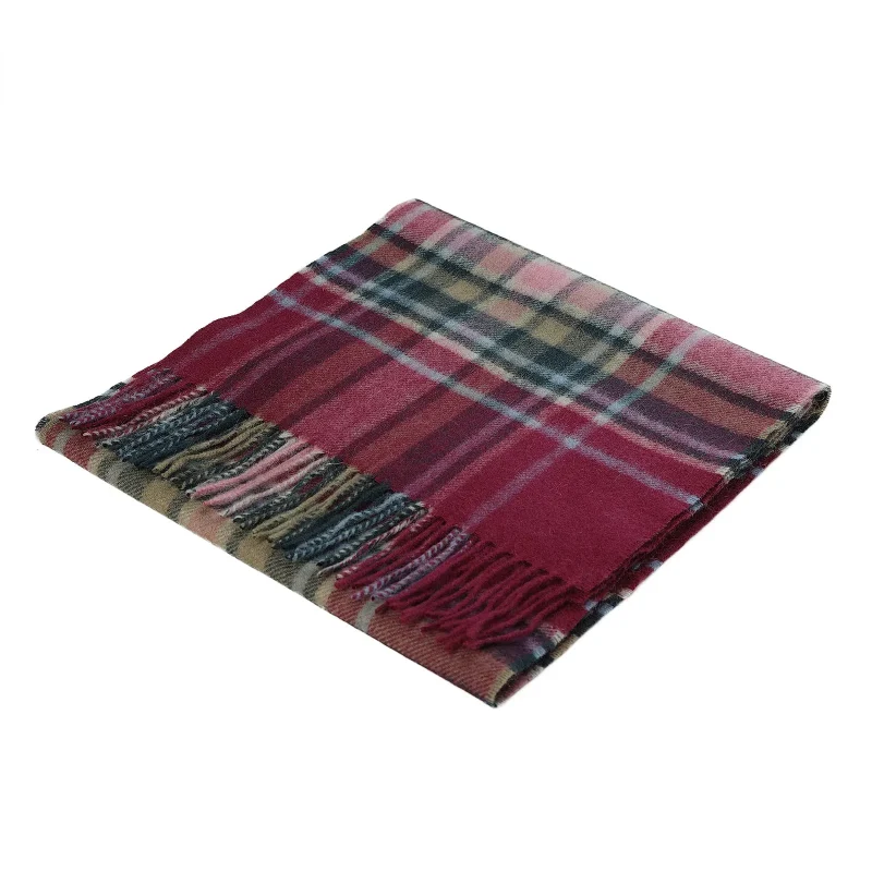 edinburgh cashmere red carnival check scarf