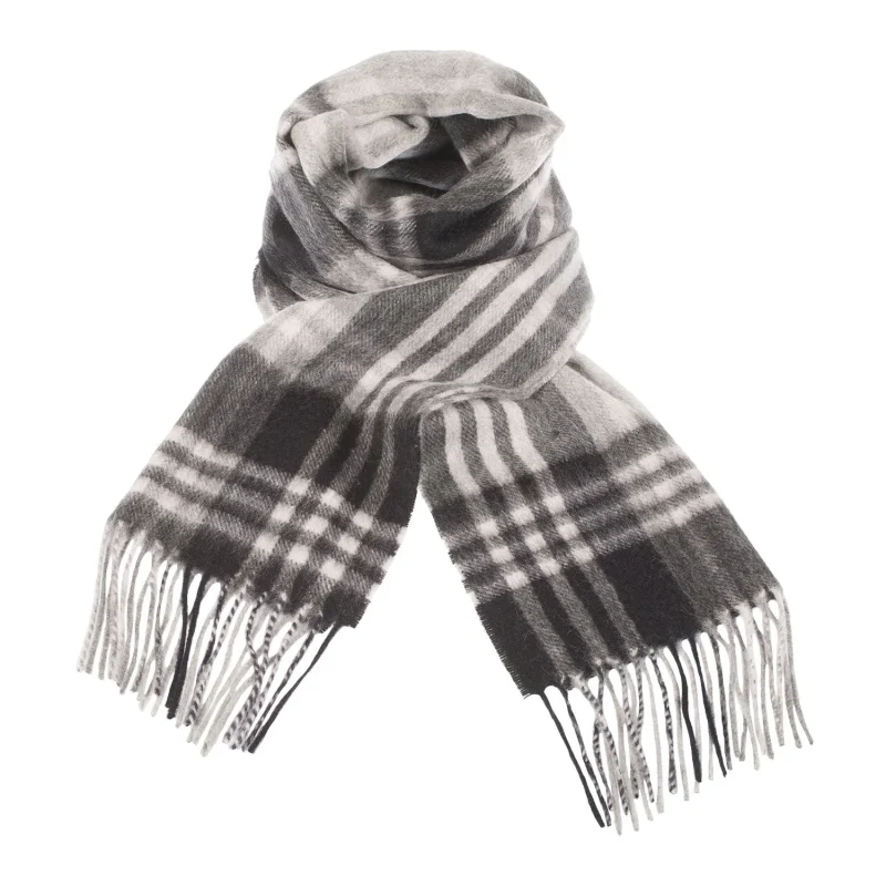 edinburgh cashmere scarf black silver jk check