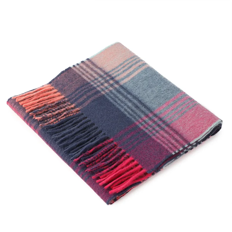 edinburgh cashmere scarf orange pink denim check