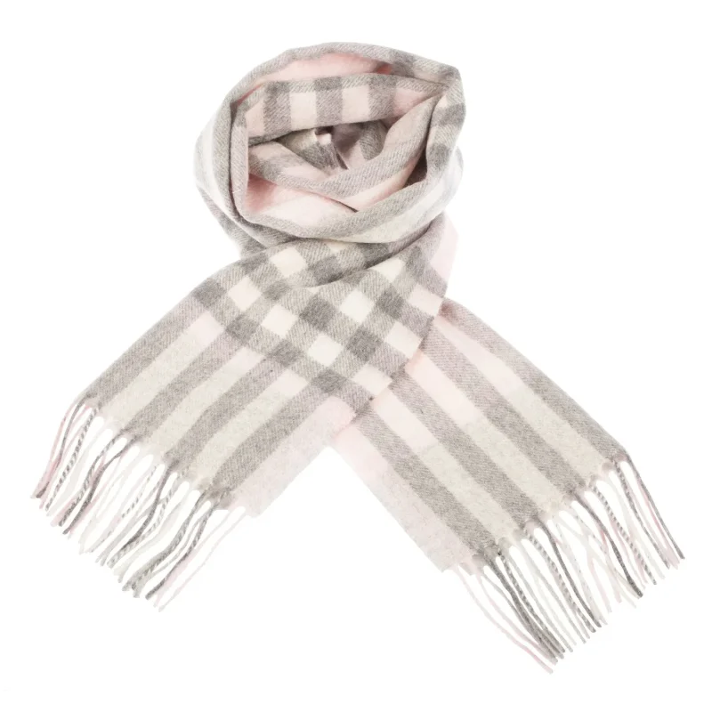 edinburgh cashmere tartan scarf pink grey