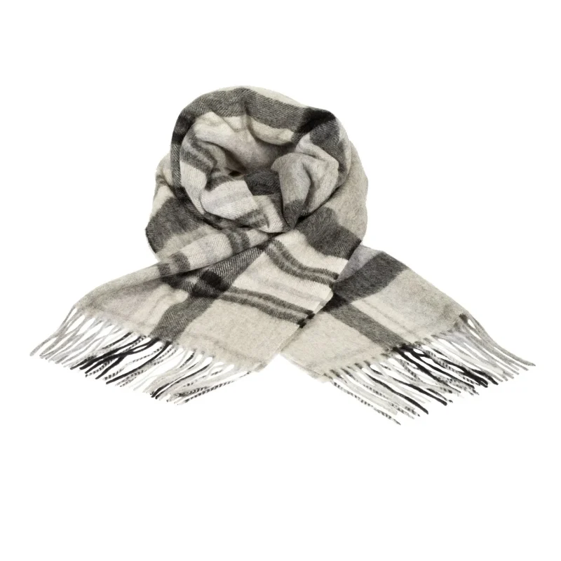 edinburgh cashmere wide check scarf black