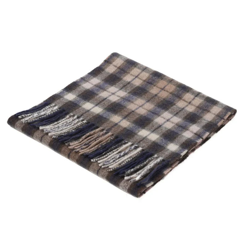 edinburgh cashmere winter check scarf black brown