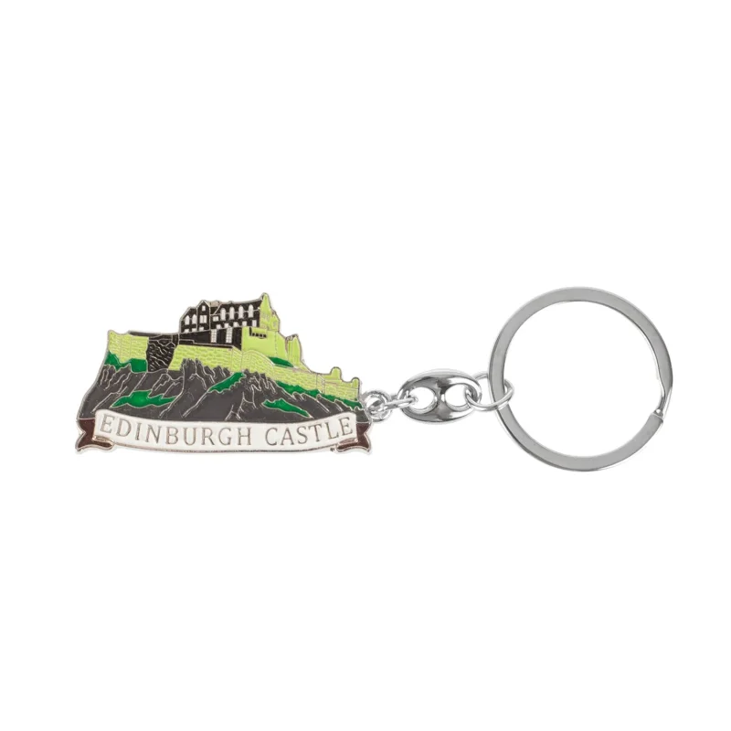 edinburgh castle metal keyring painted design