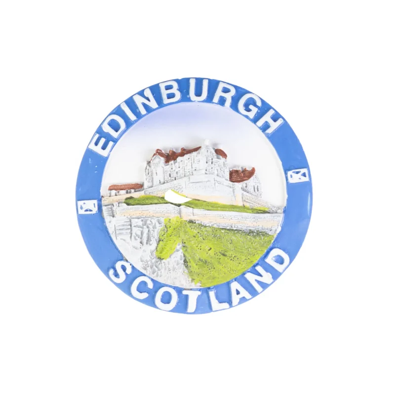 edinburgh castle round resin magnet