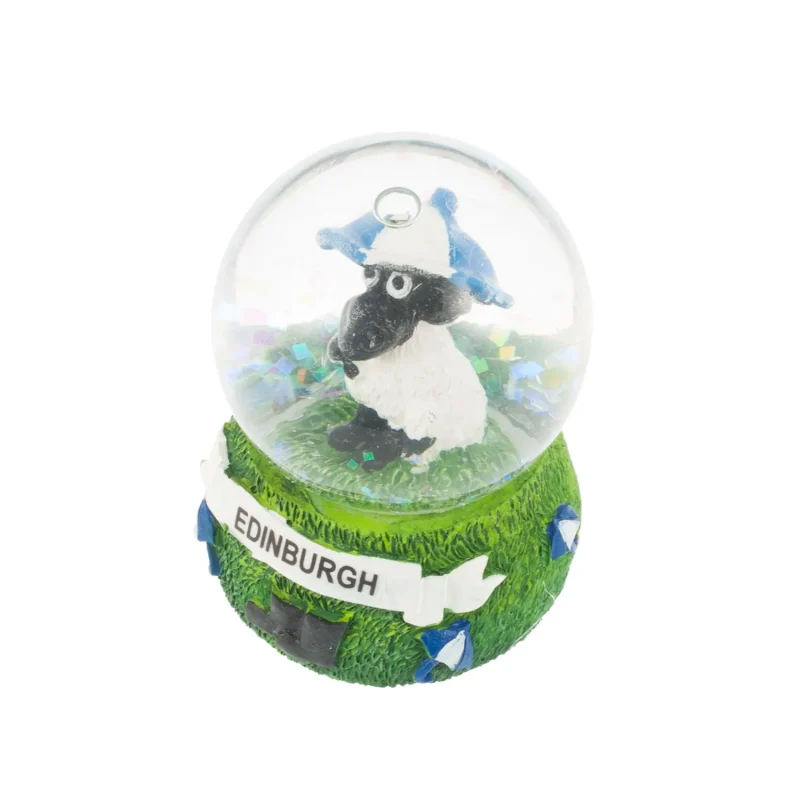 edinburgh castle snow globe with sheep