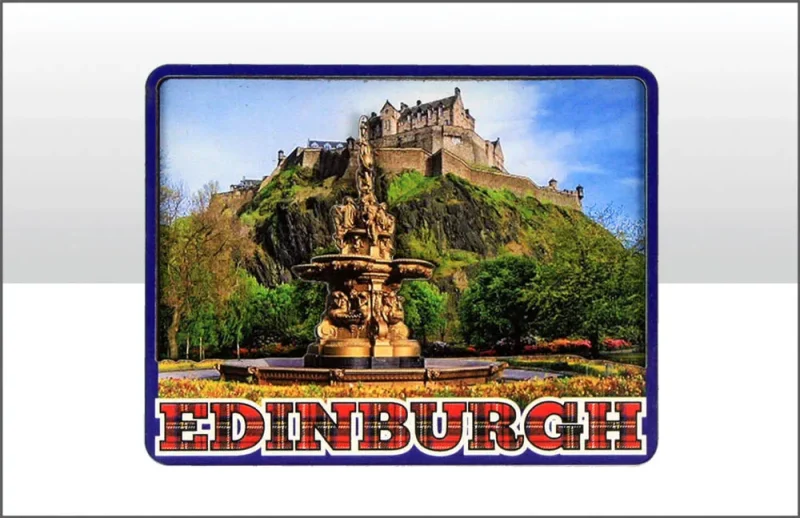 edinburgh castle wooden magnet