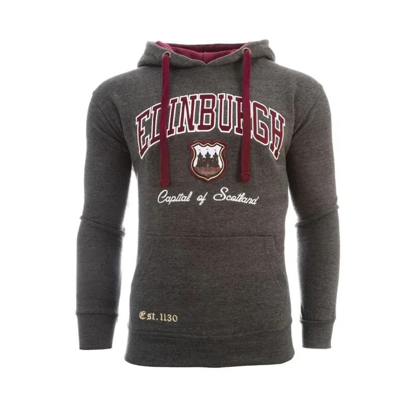 edinburgh charcoal maroon hooded pullover