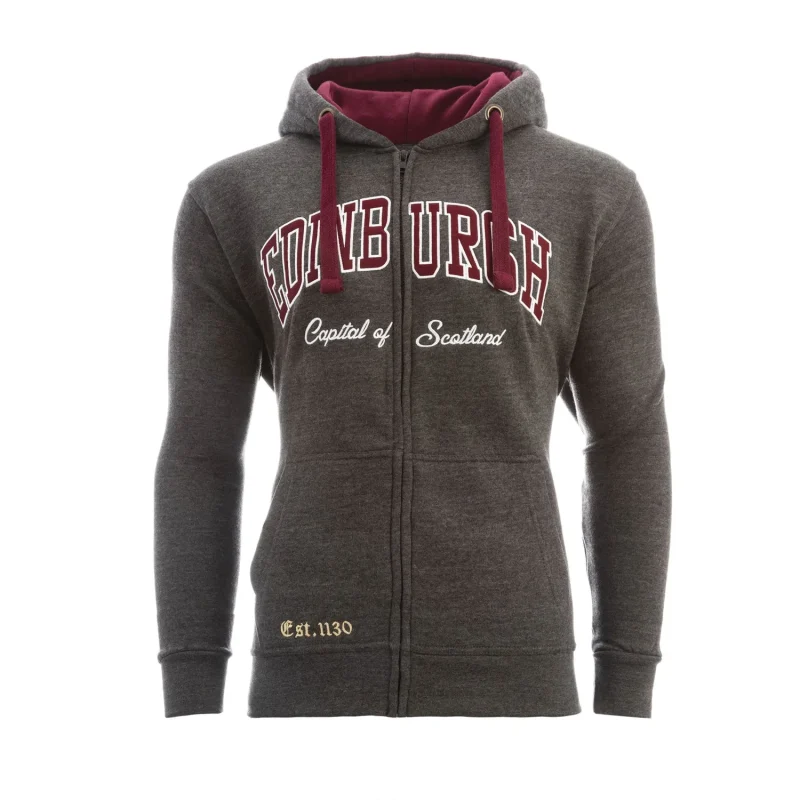 edinburgh charcoal maroon hooded sweatshirt