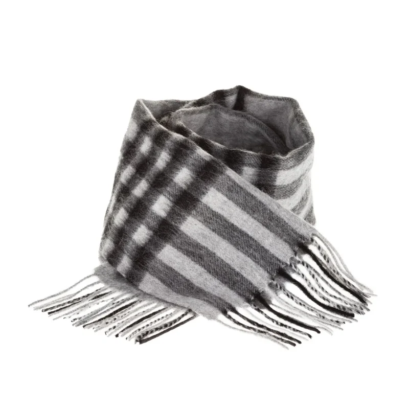 edinburgh chequer tartan scarf 100 lambswool dark grey