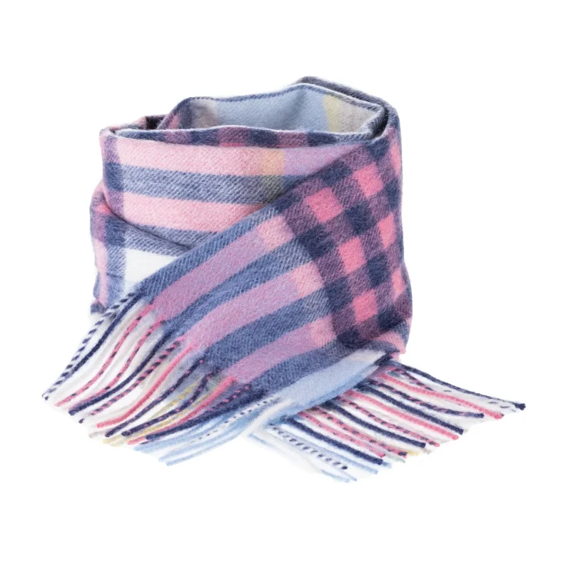 edinburgh chequer tartan scarf 100 lambswool pastel pink