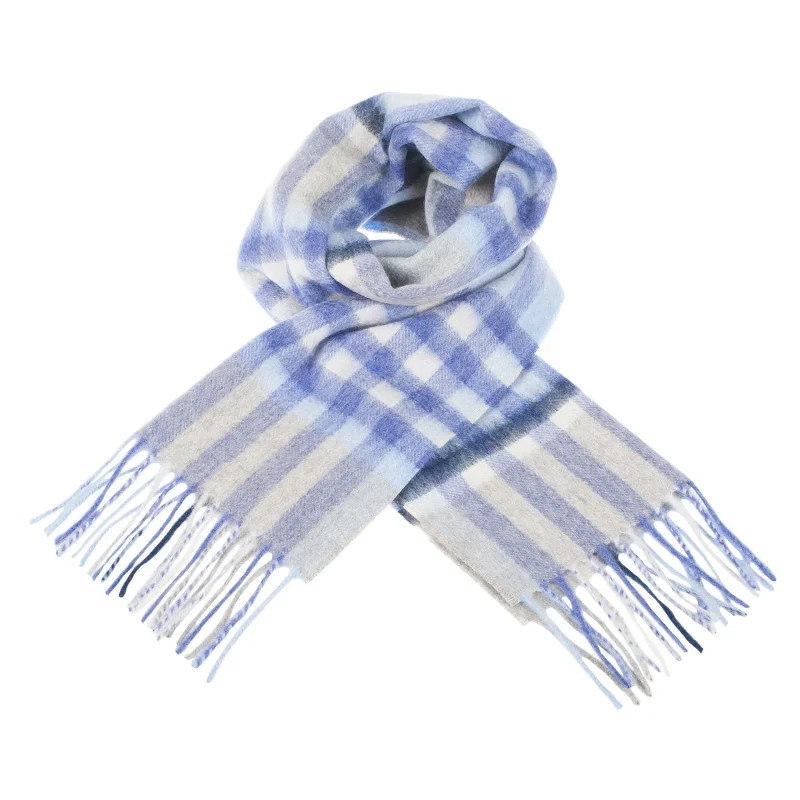 edinburgh chequer tartan scarf glacier light grey