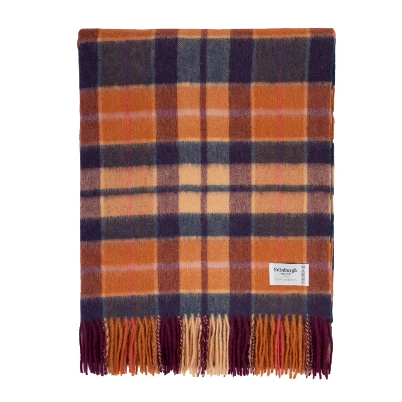 edinburgh cragg check lambswool stole ginger