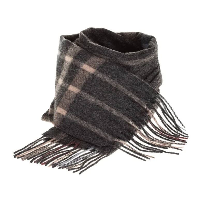 edinburgh lambswool oversized check scarf in taupe