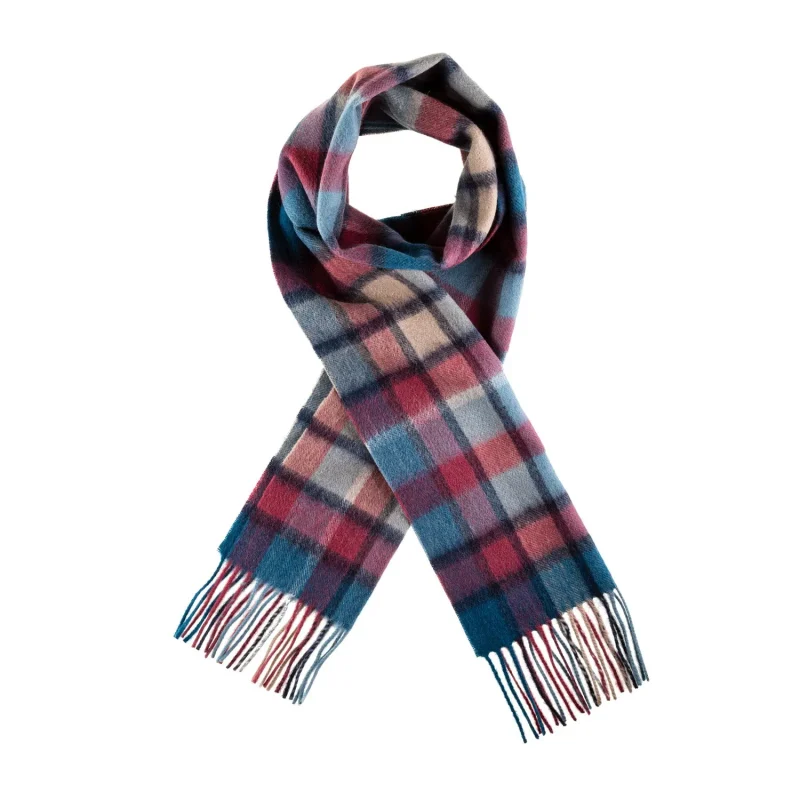 edinburgh lambswool scarf artillery check blue pink