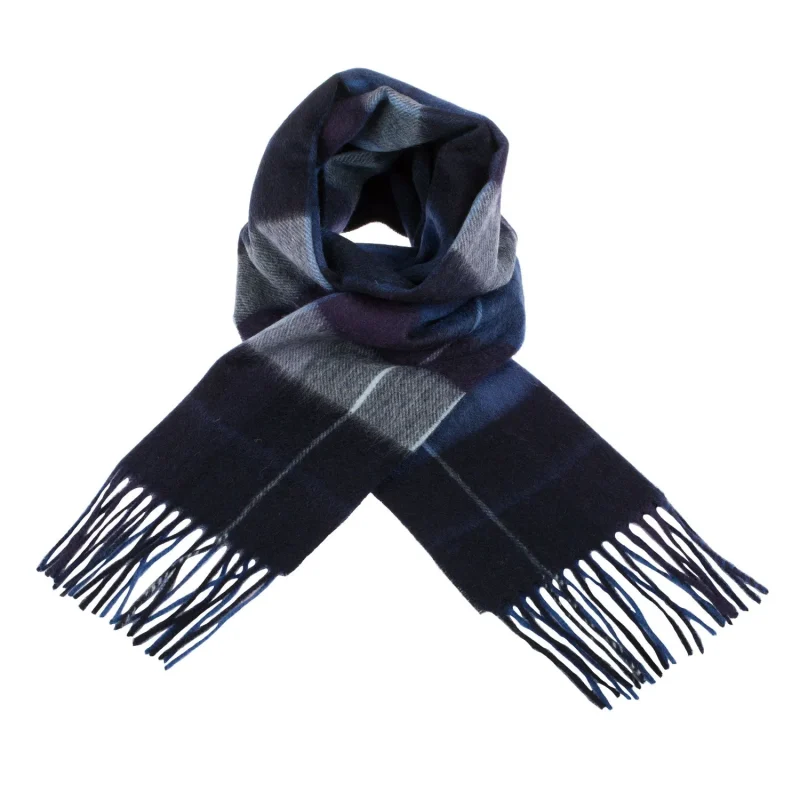 edinburgh lambswool scarf blue mixed check