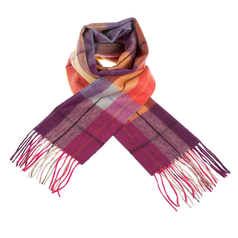 edinburgh lambswool scarf ginger plum windowpane