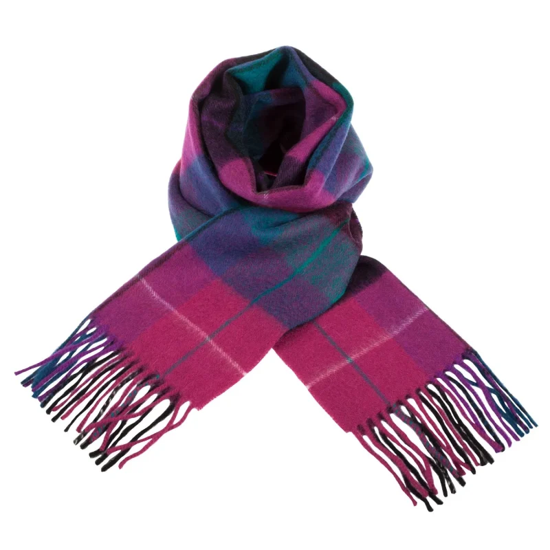 edinburgh lambswool scarf magenta black mixed check