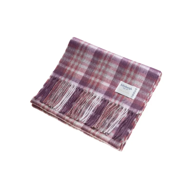 edinburgh lambswool scarf ruby grey gingham