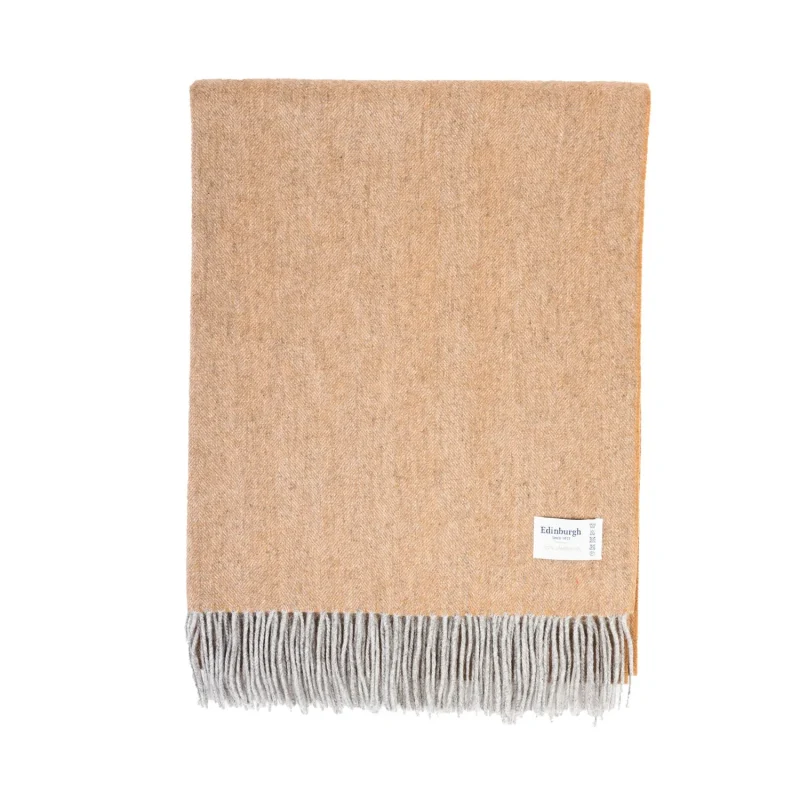 edinburgh lambswool stole light grey camel