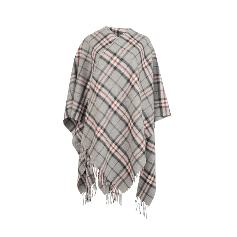 edinburgh lambswool tartan cape in thomson grey