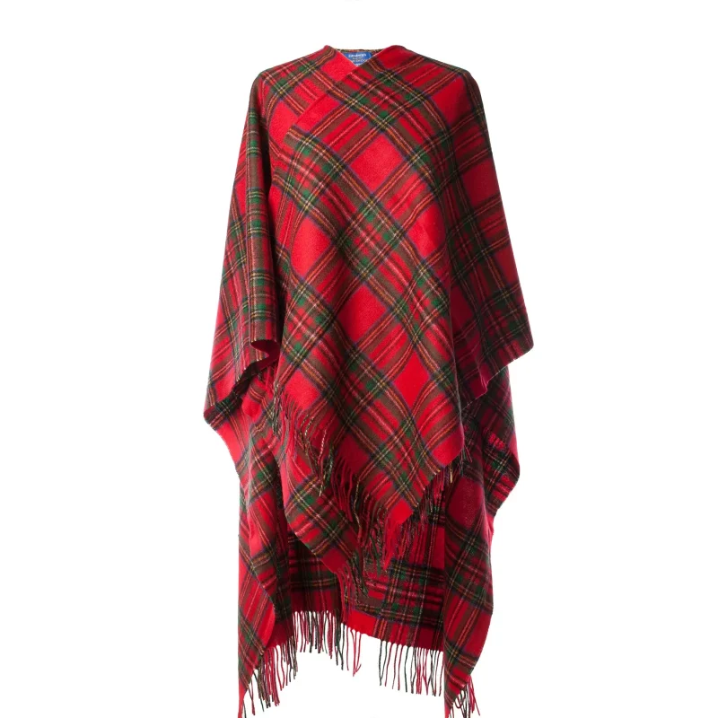 edinburgh lambswool tartan long cape lindsay