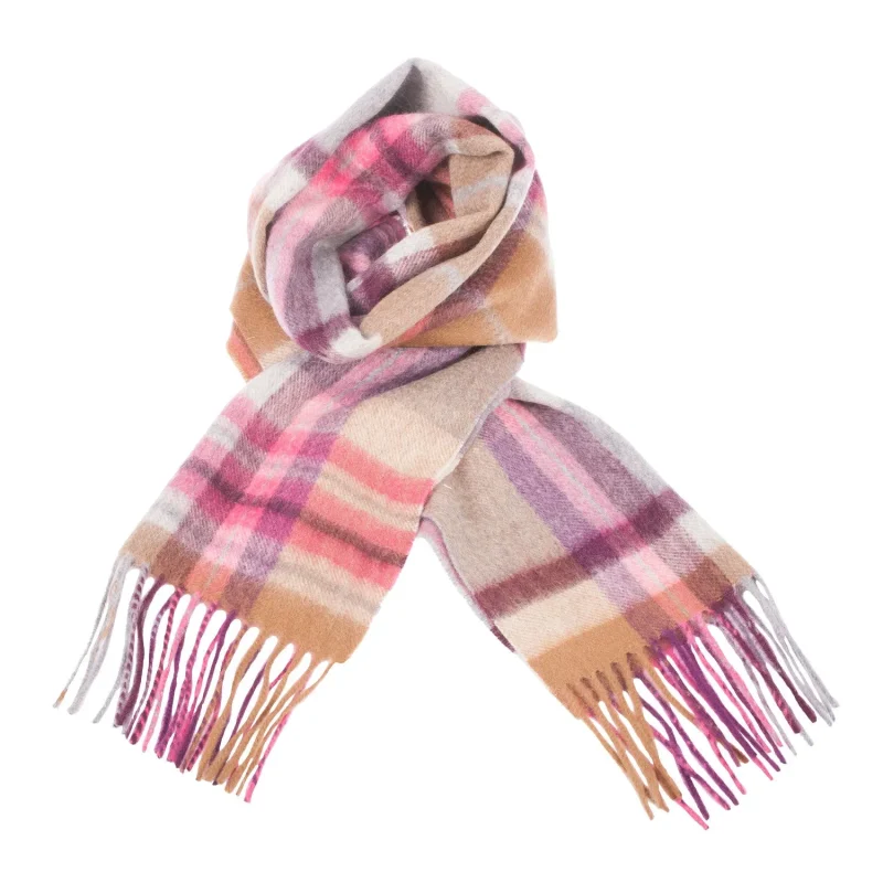 edinburgh molton check scarf pink bronze