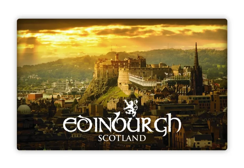 edinburgh night scene tin magnet set 3 piece