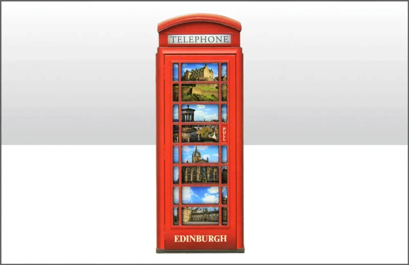 edinburgh phone box wooden magnet