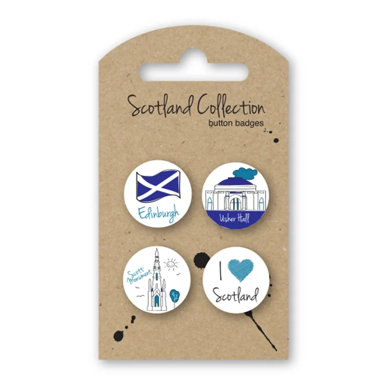 edinburgh saltire button badge set