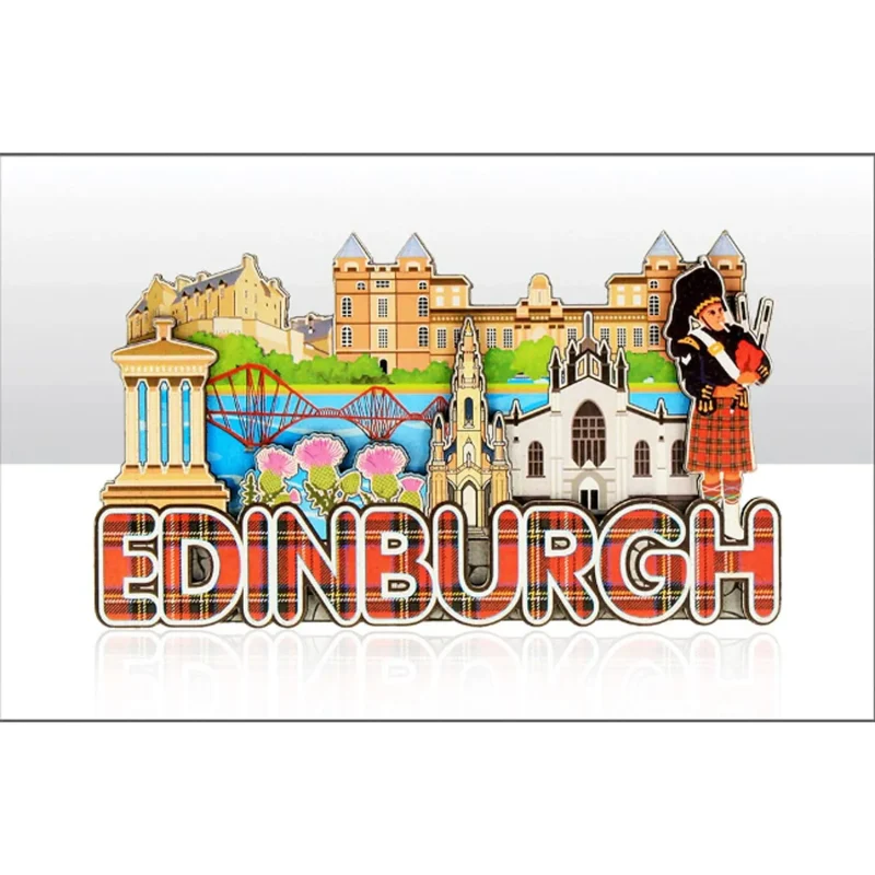 edinburgh skyline tartan fridge magnet