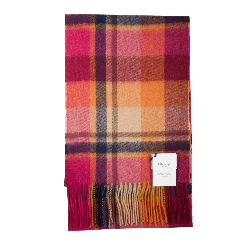 edinburgh tartan scarf 100 lambswool spice magenta