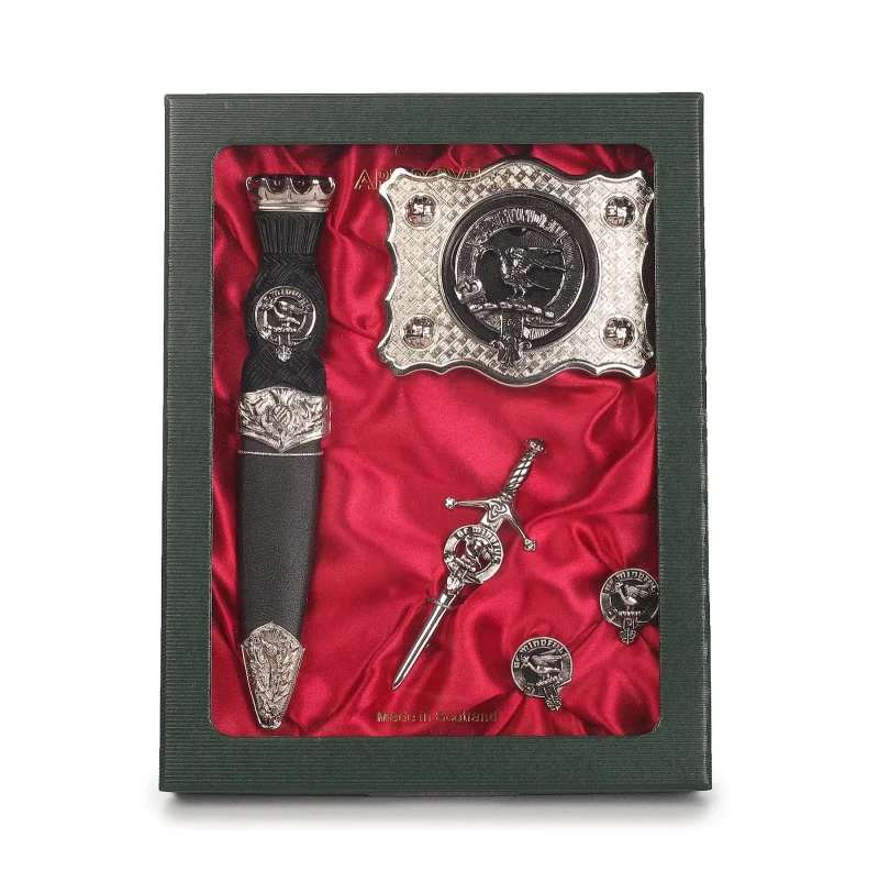 elegant pewter clan crest set campbell of cawdor