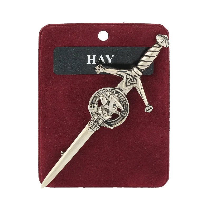 elegant pewter kilt pin with hay design