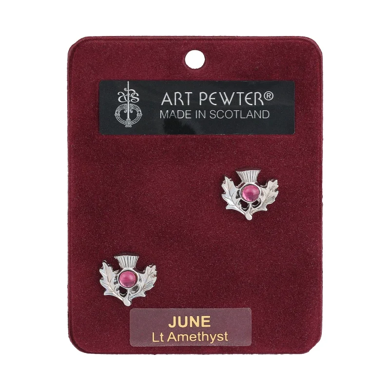 elegant pewter thistle earrings june collection