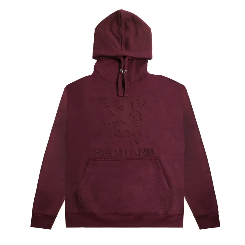 embossed lion scotland hooded top