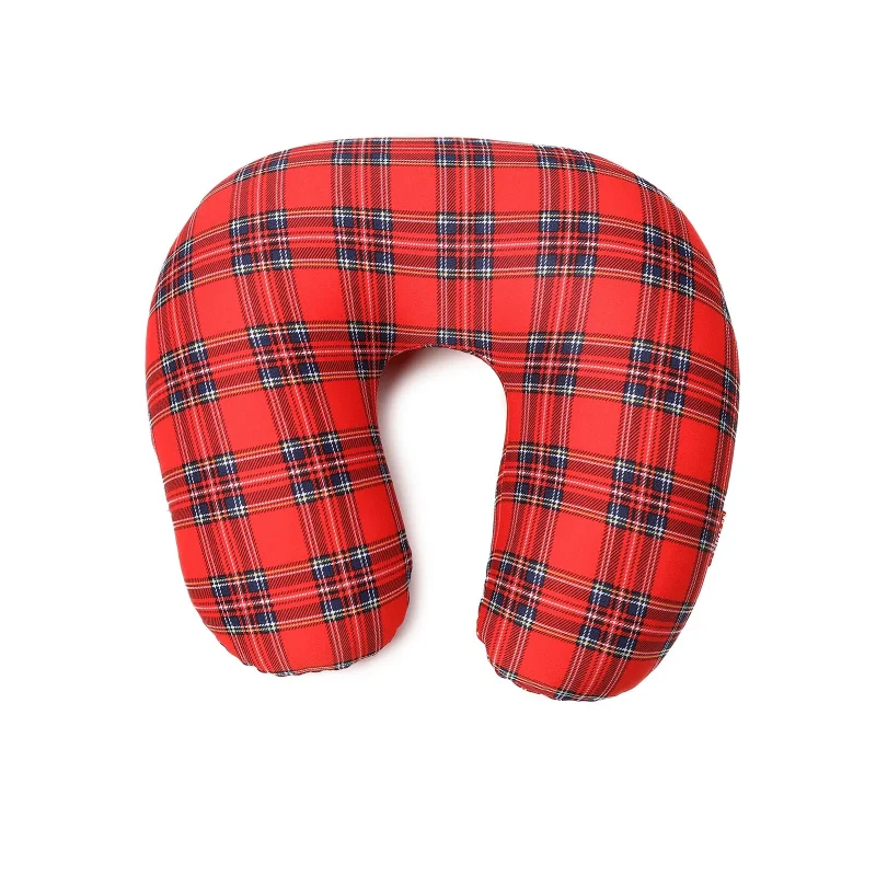 ergonomic tartan travel pillow