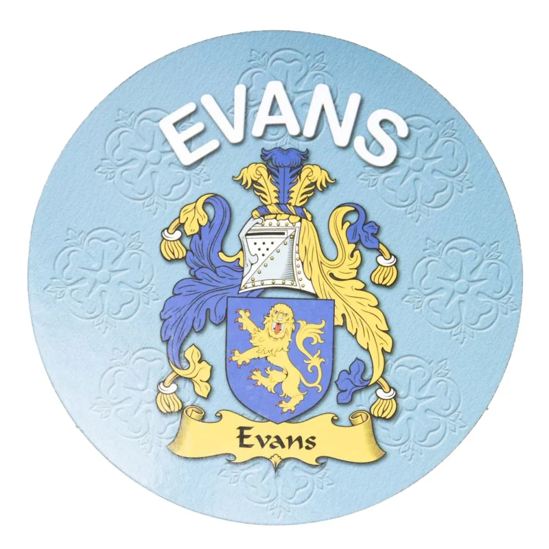 evans clan family name round cork coaster